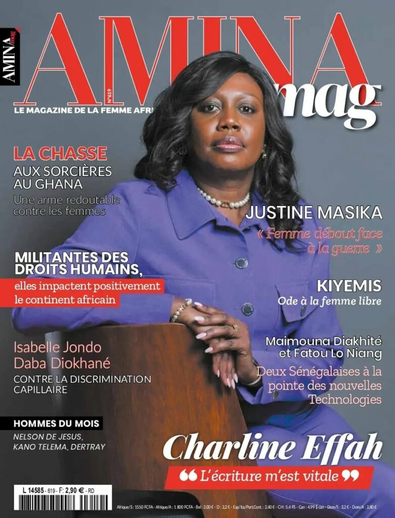 Couverture du magazine Amina avec un portrait corporate
