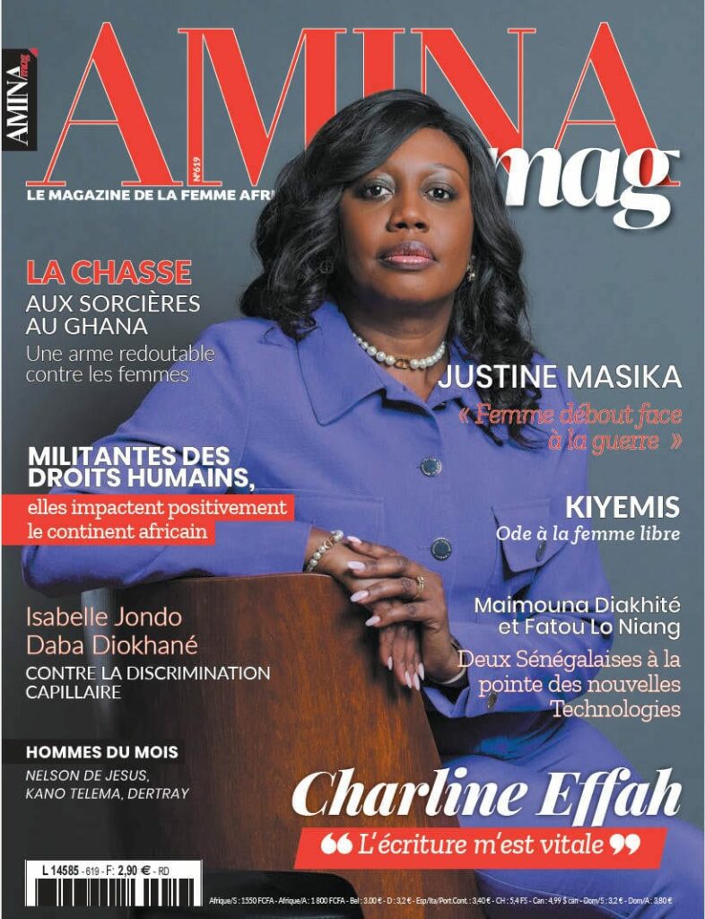 Couverture du magazine Amina avec un portrait corporate
